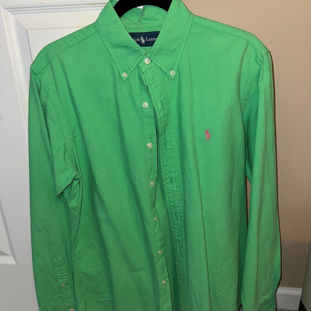 Ralph Lauren Men's Green Button-Down Shirt